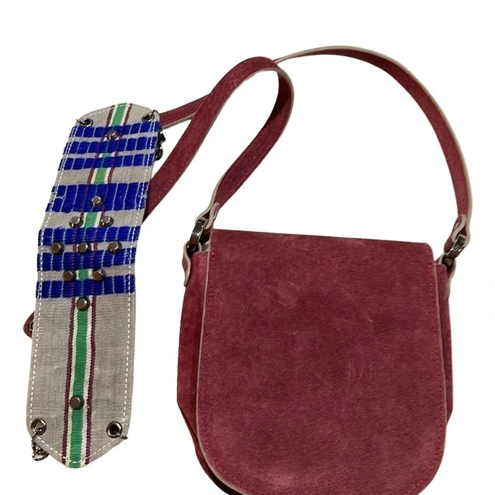 Joey Wolffer Suede Crossbody Bag Burgundy Wine